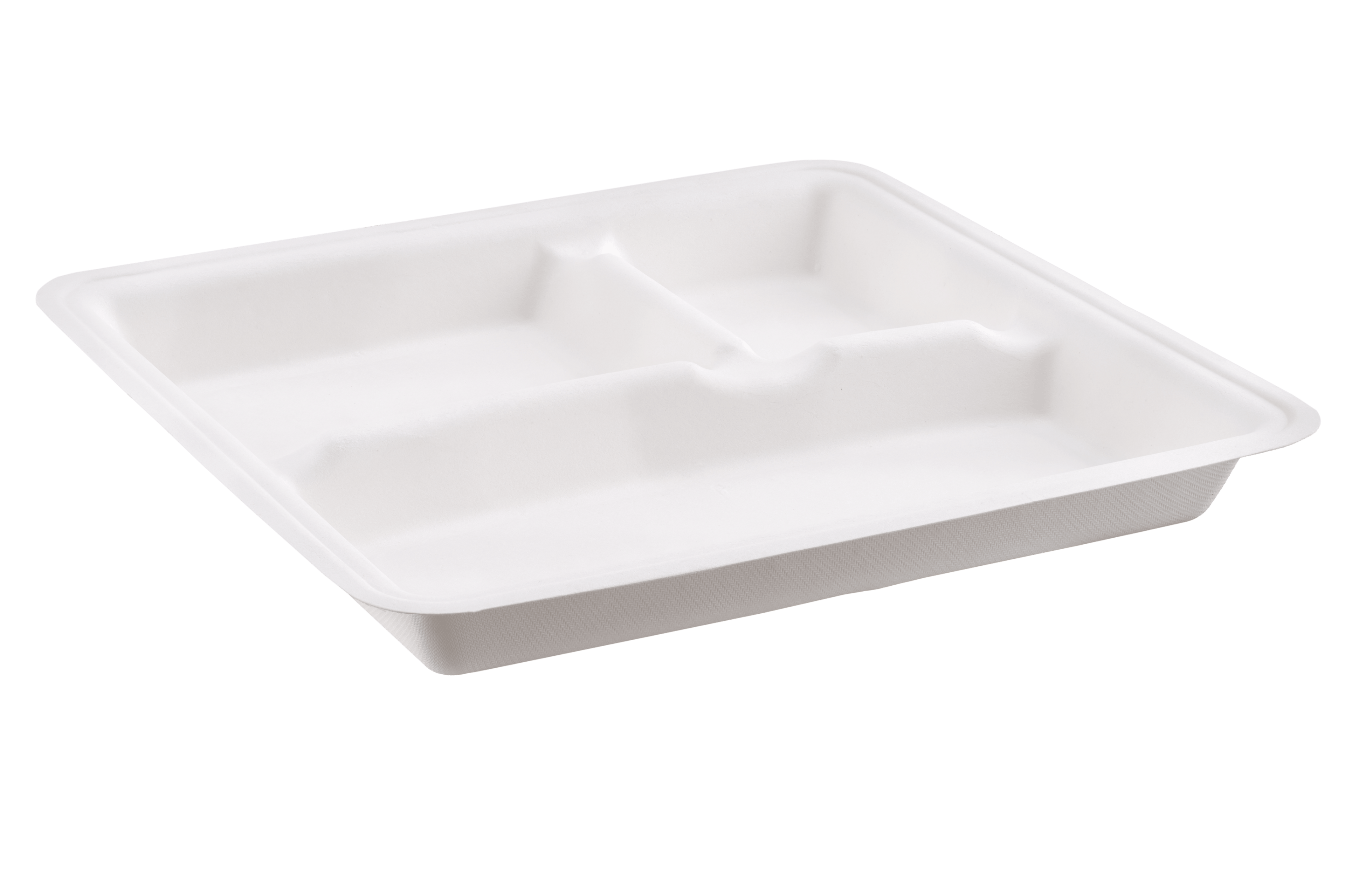 Smart 10 Inch 3-Compartment Square Bagasse Plate (PER BOX)