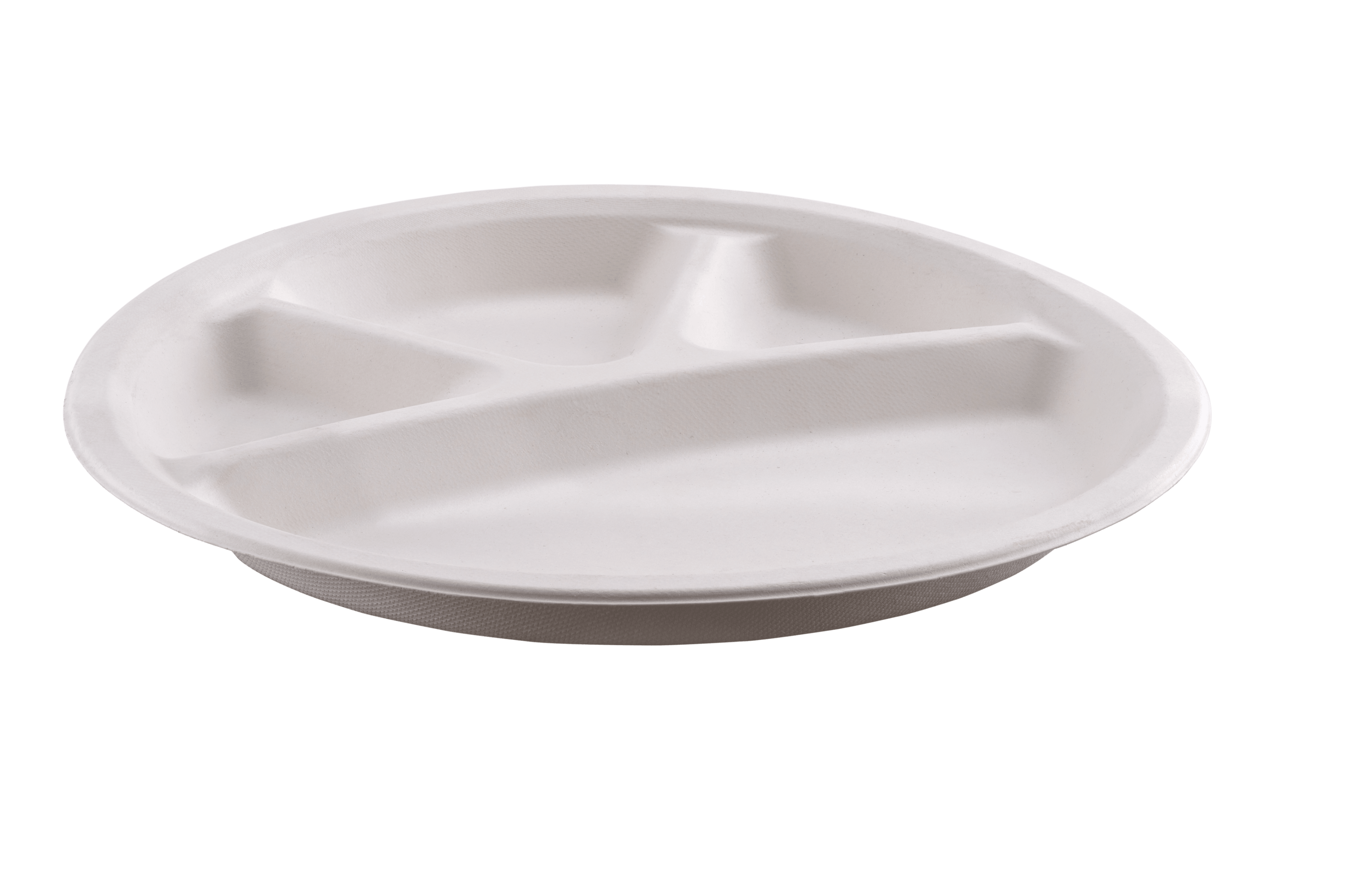12 Inch 4-Compartment Bagasse Plate - Box of 1000 pcs