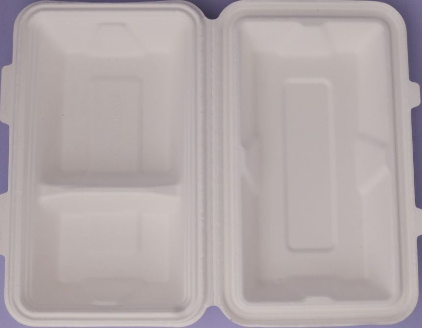 10 X 6 2Cp Bagasse Clamshell Meal Box (PER BOX)