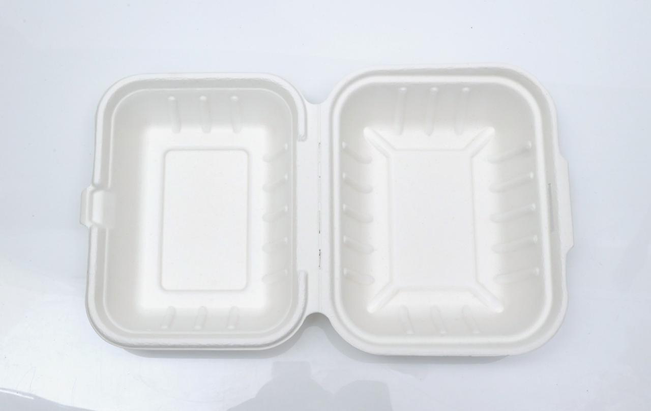 7 X 6 Bagasse Clamshell Meal Box (PER BOX)