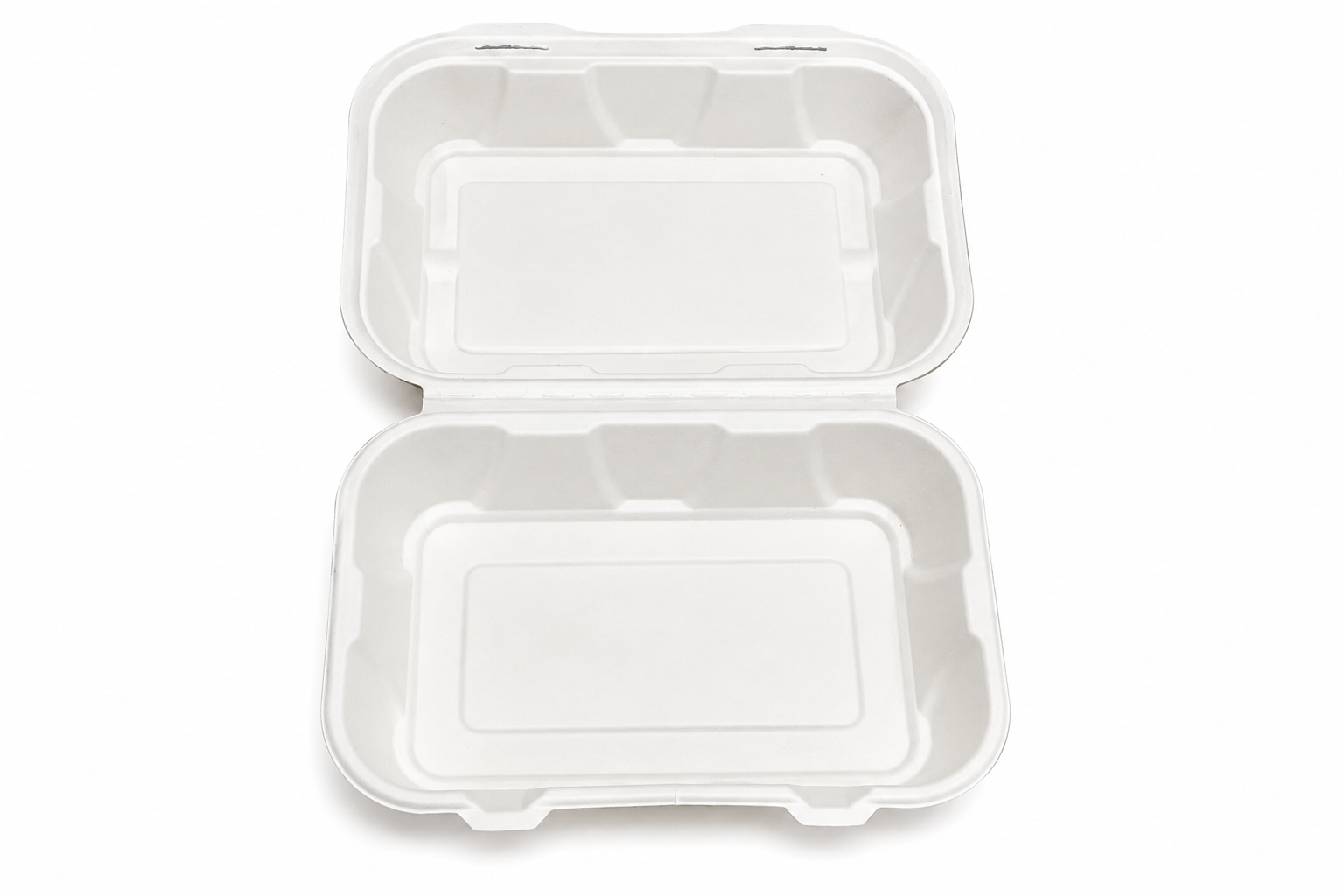 9 X 6 Bagasse Clamshell Meal Box (PER BOX)