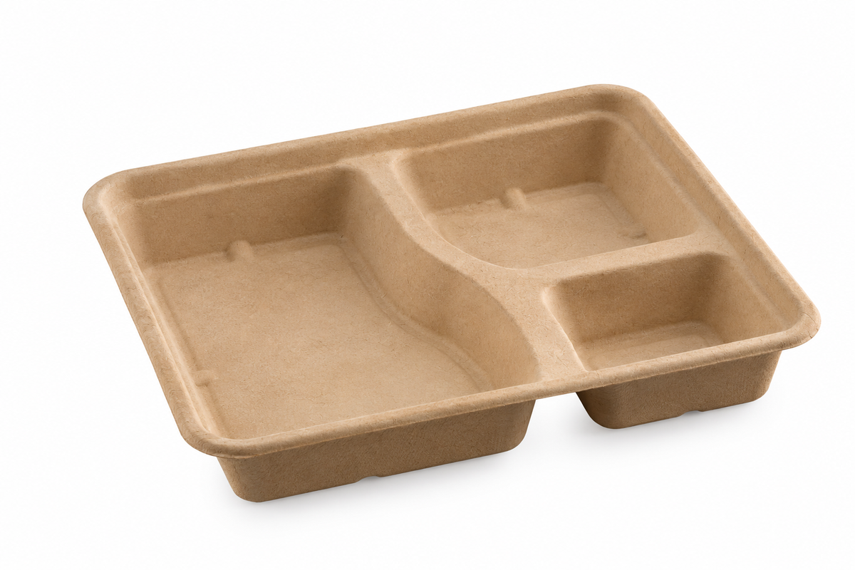 3CP MEAL TRAY ONLINE (BROWN)(PER BOX 500 PCS)